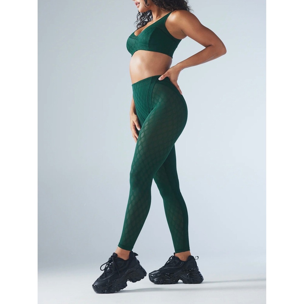 Savage X Fenty Peak Performance High Waist Mesh Leggings Green M 8 10